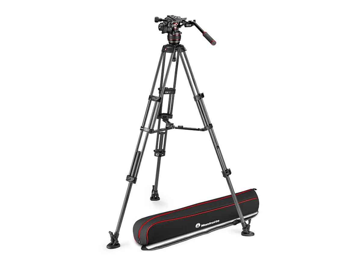 Manfrotto Professional Carbon Fiber Twin Leg Tripod (Middle Spreader) with 608 Fluid Video Head