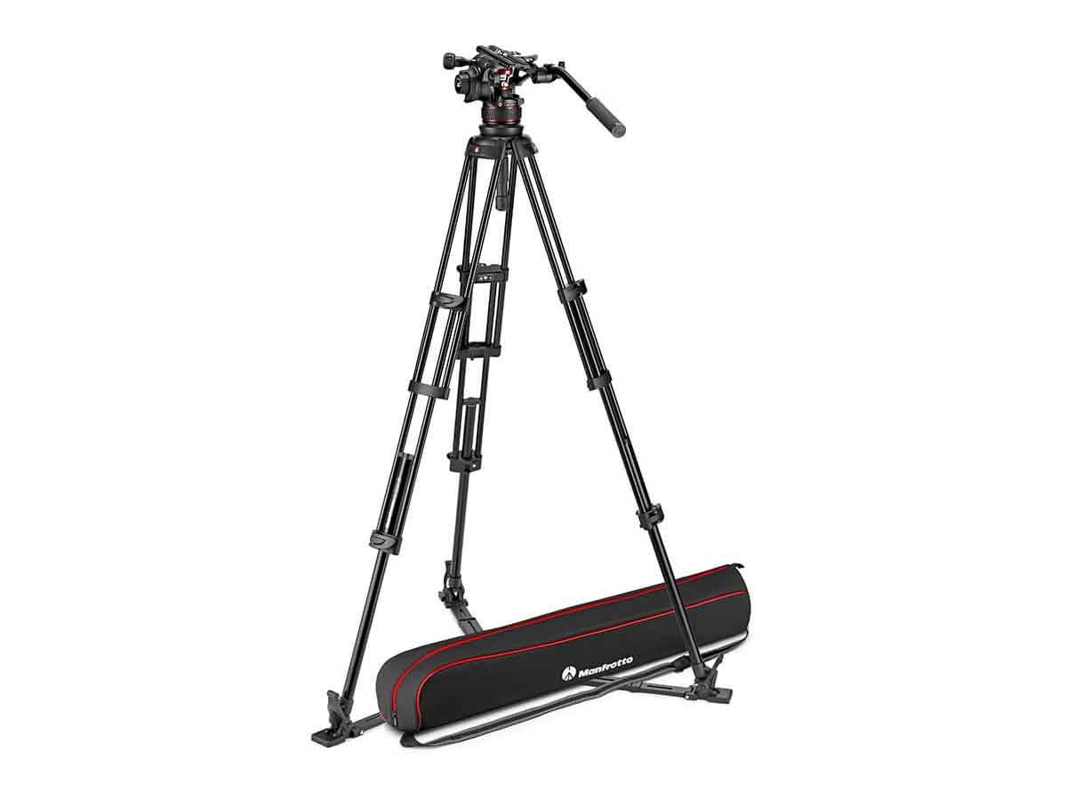Manfrotto Professional Aluminium Twin Leg Tripod (Ground Spreader) with 612 Fluid Video Head