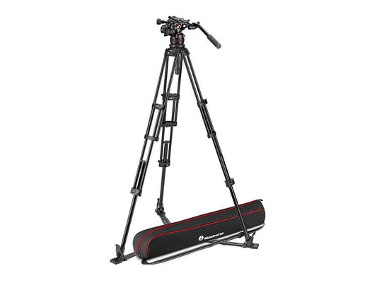 Manfrotto Professional Aluminium Twin Leg Tripod (Ground Spreader) with 612 Fluid Video Head
