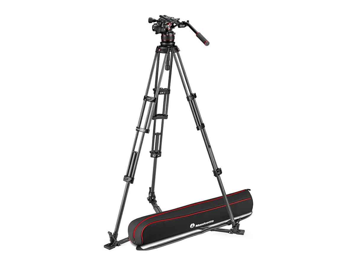 Manfrotto Professional Carbon Fiber Twin Leg Tripod (Ground Spreader) with 612 Fluid Video Head