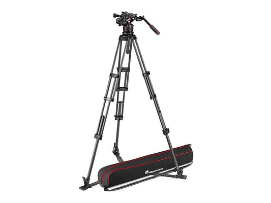 Manfrotto Professional Carbon Fiber Twin Leg Tripod (Ground Spreader) with 612 Fluid Video Head