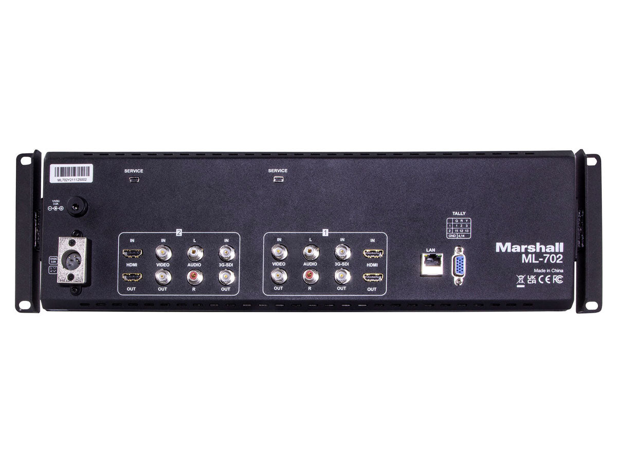 Marshall Electronics ML-702 Dual 7" 3RU Rack Mount Monitor with 3G-SDI, HDMI and Composite Inputs