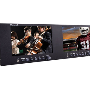 Marshall Electronics V-702W Dual 7" Rackmount Monitor with HDMI and 3G-SDI and Inputs