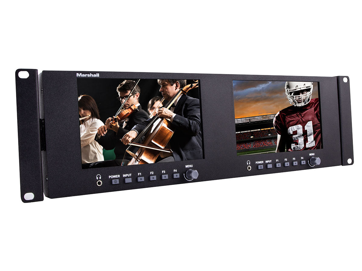 Marshall Electronics V-702W Dual 7" Rackmount Monitor with HDMI and 3G-SDI and Inputs