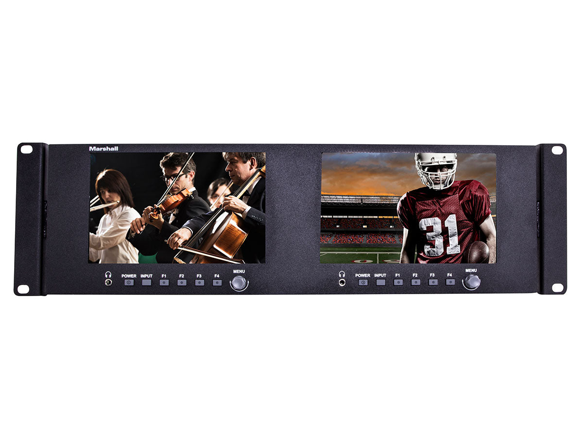 Marshall Electronics V-702W Dual 7" Rackmount Monitor with HDMI and 3G-SDI and Inputs