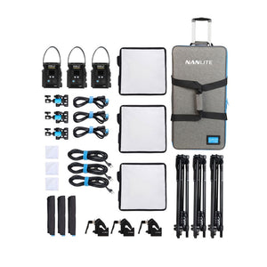 Nanlite PavoSlim 60B 3-Light Trolley Case Kit with Light Stand