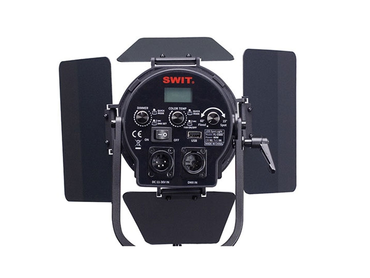 SWIT FL-C60D | 60W LED Spotlight, 25000lux, V-Mount, DMX