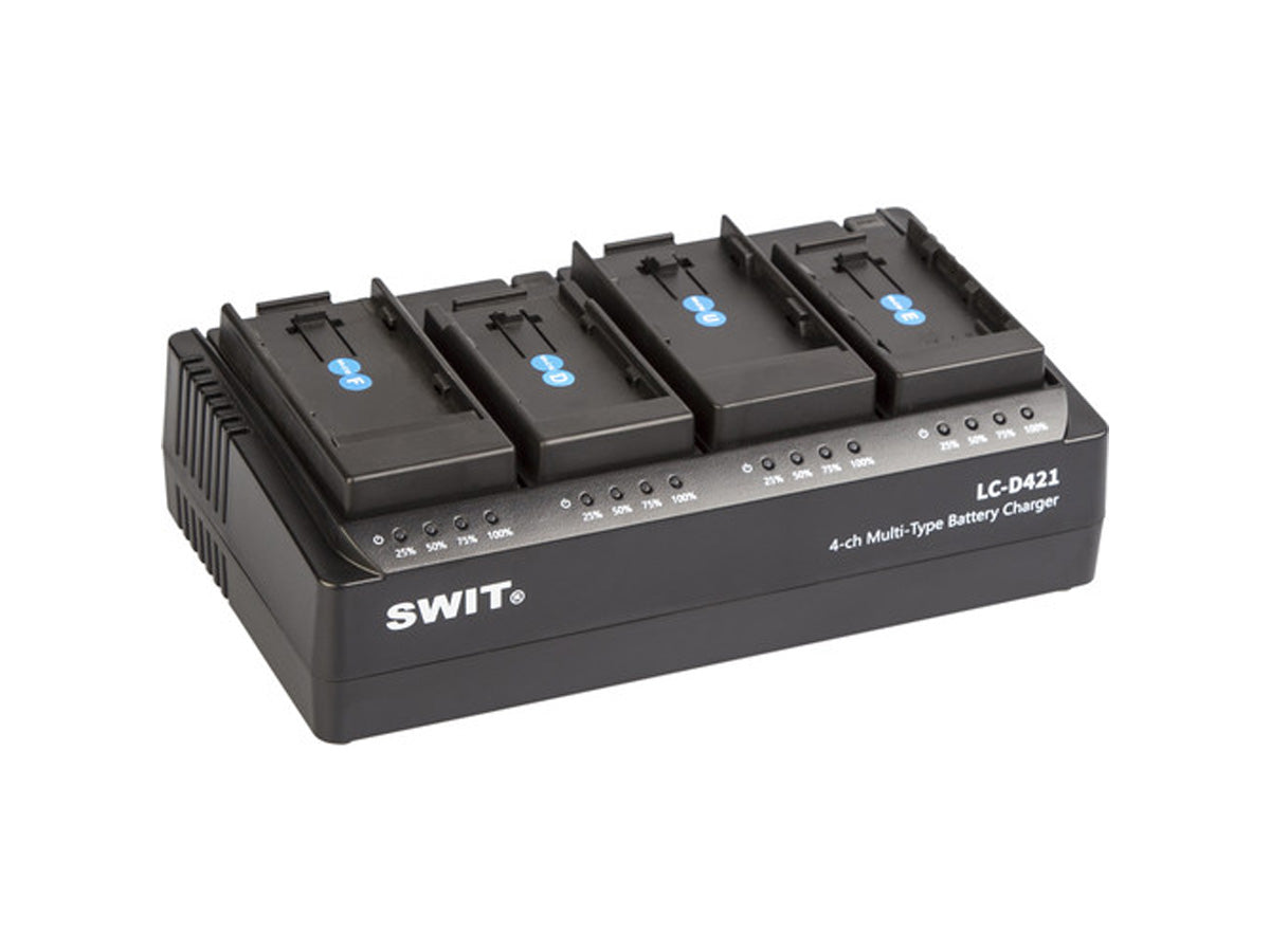 Swit LC-D421E KIT 4 Channel DV charger with 4x Canon LP-E style plates