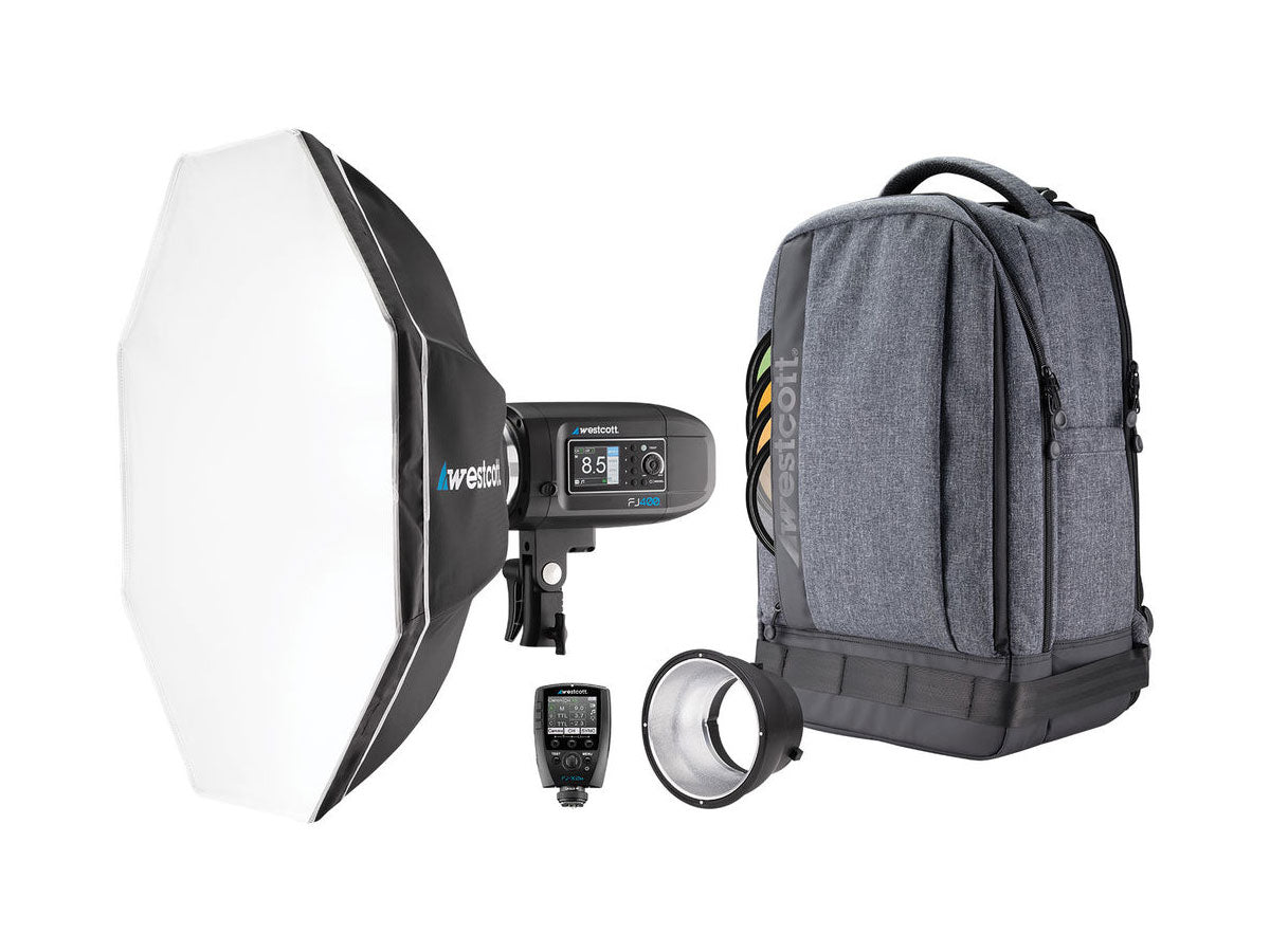 Westcott FJ400 Strobe 1-Light Backpack Kit with FJ-X2m Universal Wireless Trigger and Rapid Box Switch Octa-S