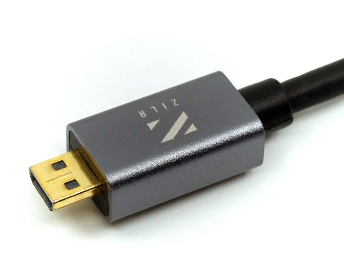 ZILR High Speed HDMI Secure Cable (4Kp60 Hyper-Thin Type-A Full to Type-D Micro) - 45cm / 17.7"
