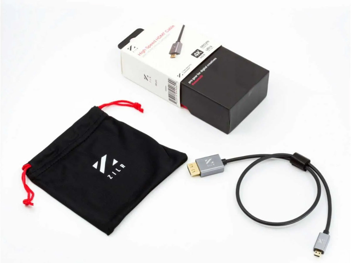 ZILR High Speed HDMI Secure Cable (4Kp60 Hyper-Thin Type-A Full to Type-C Mini) - 45cm / 17.7"